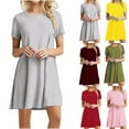 thumbnail image 6 of Ruziyoog Spring Dresses for Women Fashion Women Casual Short Sleeve O-Neck Solid Ladies Loose Mini Dress Pink M, 6 of 6