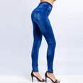 thumbnail image 4 of BiZtdJrK Hoy Oferta Flash Jean Leggings for Women High Waisted Tummy Control Skinny Stretchy Denim Jeggings Solid Color Tight Fake Jeans Blue Free Size, 4 of 6