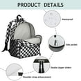 thumbnail image 4 of Black and White Checkered Backpack Backpack for School,Cute School Bag,Schoolbag with Adjustable Shoulder Straps & Padded Back,13.8"x11.4"x6", 4 of 6
