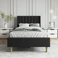 thumbnail image 3 of AUFANK Twin Bed Frame Upholstered Platform with Wooden Slats, Noise-Free, Black, 3 of 7