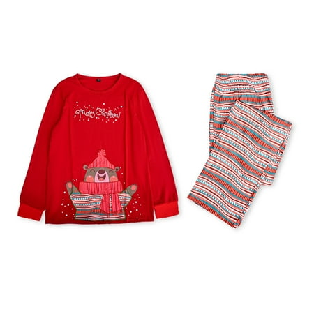 

Fridja Parent-child Warm Christmas Set Printed Home Wear Pajamas Two-piece Mom Set