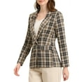 thumbnail image 6 of MODA NOVA Juniors Notched Lapel One Button Hip Length Houndstooth Blazer, 6 of 7