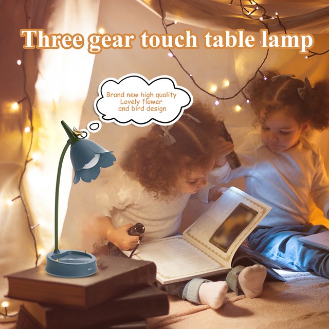 Lámpara de escritorio LED Atenuación continua Flor Protección ocular Mesa Luz nocturna (Azul) Ehuebsd Para estrenar