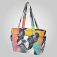 thumbnail image 2 of Quilted Tote Bag Large Capacity Multi-Compartment Handbag Lightweight Structured Shoulder Bag Versatile Casual Bag Rainbow French Bulldog Canvas, 2 of 7