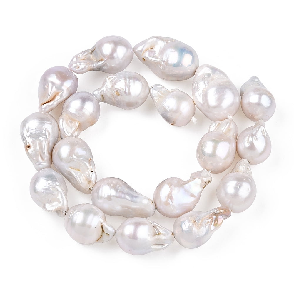 1Strand Natural Baroque Pearl Keshi Pearl Beads Strands Cultured Freshwater Pearl Seashell Color 13~35x12~16.5x12~16mm Hole: 0.7mm about 15~26pcs/strand 15.75 inch~16.54 inch(40cm~42cm)