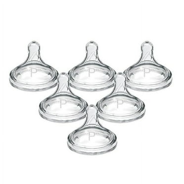 Dr. Brown’s Natural Flow® Preemie Flow™ Wide-Neck Baby Bottle Silicone Nipple, Slowest Flow, 0m+, 100% Silicone Bottle Nipple, 6 Count (Pack of 1)