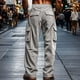 thumbnail image 4 of Pantalones largos para hombre, lisos, informales, con correa elástica, para fitness al aire libre, pantalones cargo, pantalones para hombre, 4 of 5
