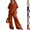 08# Saffron, variant on Women's 2 Piece Cotton Linen Set, V-Neck Short Sleeve Button Top & Drawstring Wide Leg Pants, Casual Summer Loungewear Outfit with Pockets, Loose Fit,Black,L