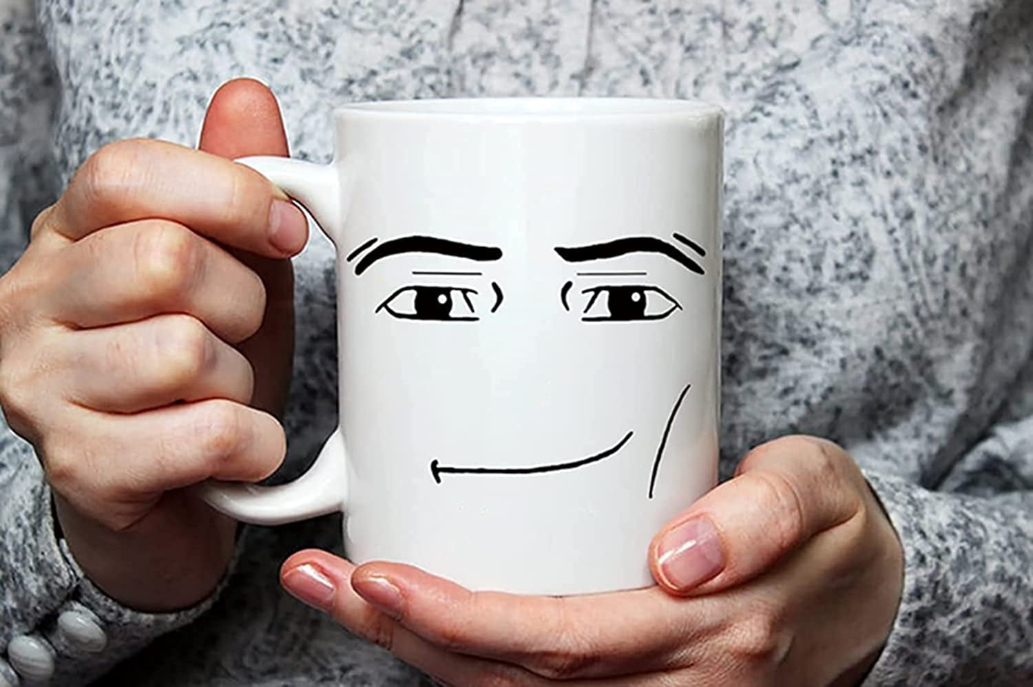 Funny Gamer Mug Set, MAN FACE Mug, WOMAN Face Mug, Birthday Mug, (Pack of  2), 11 Oz Novelty Coffee Mug/Cup, White 