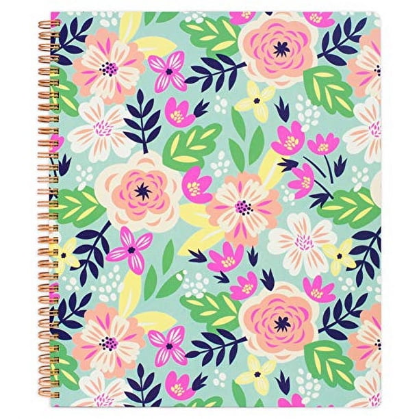 Cuaderno Espiral Steel Mill & Co 11 x 9.5 con tapa dura, 160 páginas rayadas Floral