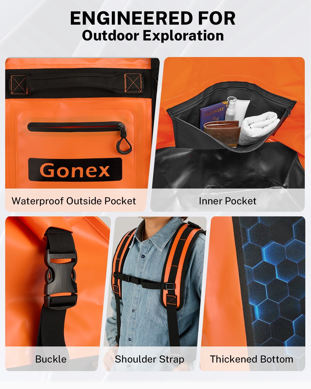 Gonex 90L Waterproof Dry Duffel Bag, 3-in-1 Convertible Large Backpack - Heavy Duty Travel Gear Hauler with Reinforced Thickened Bottom for Kayaking Paddleboarding Boating Rafting Fishing