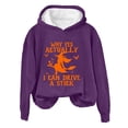 thumbnail image 4 of YVNAURA Graphic Halloween Sweatshirts for Women Why Yes Actually I Can Drive A Stick Long Sleeve Crew Neck Pullover Tops Round Neck Sassy Broomstick Fall Fashion Clothes, Purple,XL, 4 of 4