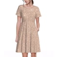 thumbnail image 1 of Balery Beige Sparkling Glitter Vestidos sueltos de manga corta para mujer, vestidos de verano 2025, vestidos casuales de corte A con vuelo., 1 of 6