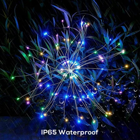 

Liwarace Solar Fireworks Lights String Lights 150LED Lights for Patio Yard Halloween Christmas Multi-color