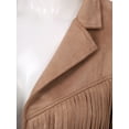 thumbnail image 6 of TiaoBug Women's Faux Suede Fringe Cropped Jacket Long Sleeve Vintage Cardigan Swing Tassel Outwear Light Brown L, 6 of 7