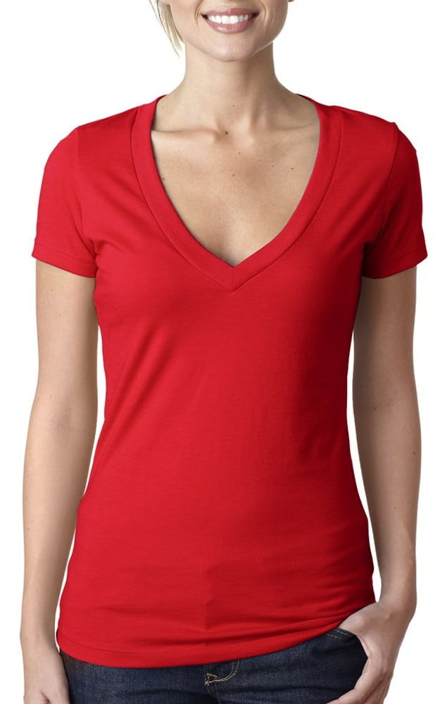 Women's Deep V-Neck Short Sleeve T-Shirt