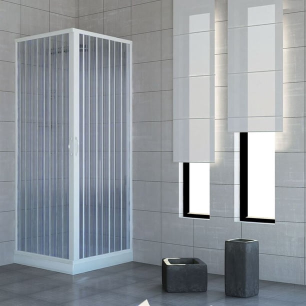 Mampara de ducha angular de pvc perfil blanco h 200 mod. Glax 80x130 cm Mampara de ducha angular de pvc perfil blanco h 200 mod. Glax 80x130 cm