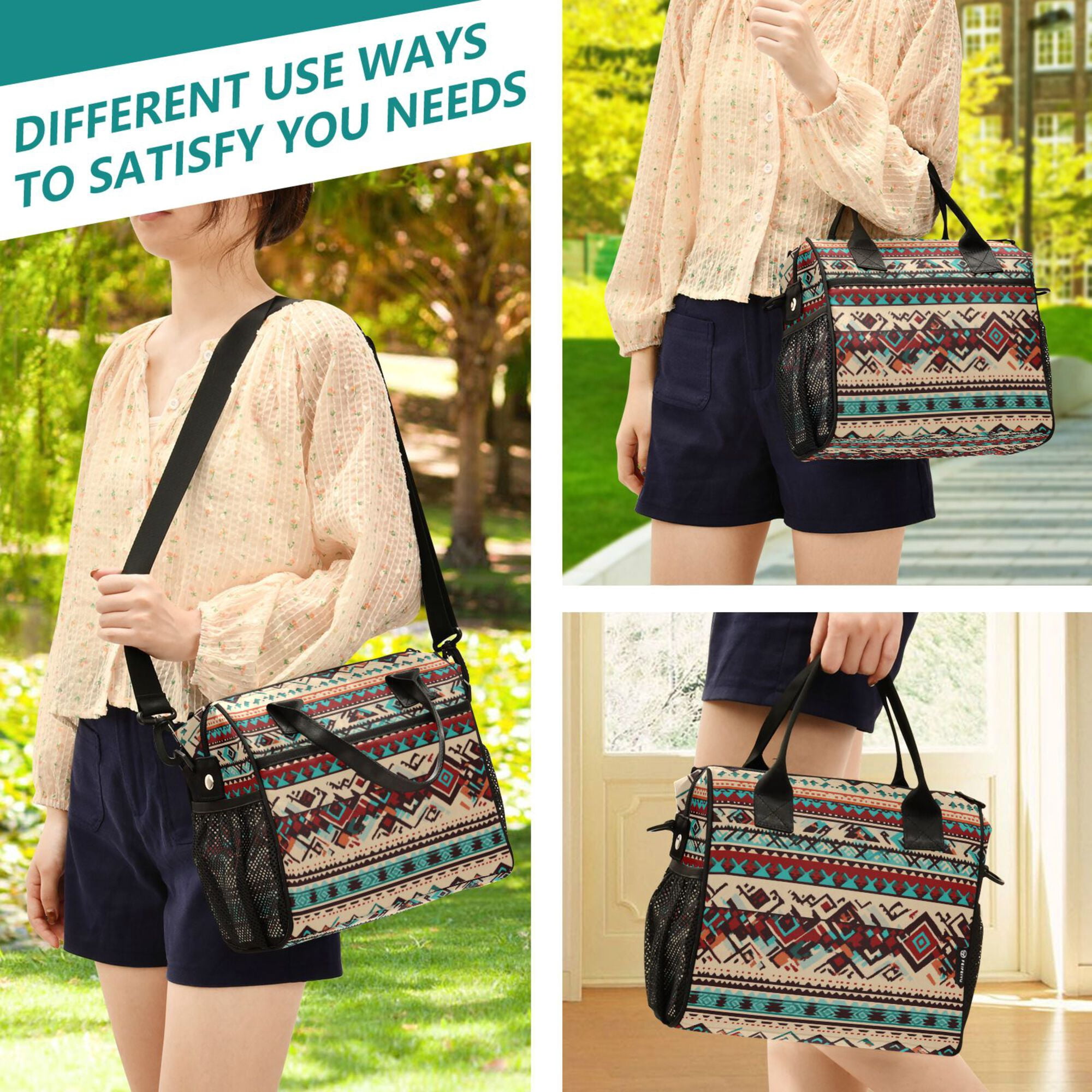 FORMRS Insulated Lunch Bag Unisex Large Capacity with Shoulder Strap, Tribal Art