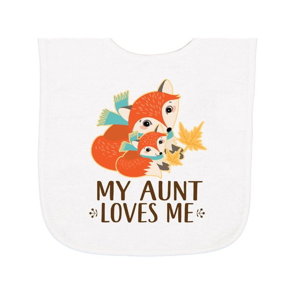 Inktastic Aunt Loves Me Woodland Fox Baby Terry Cloth Bib