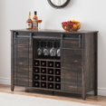 thumbnail image 2 of Wine Bar Cabinet with Sliding Barn Door 16 Bottle Wine Rack Grey, 2 of 5