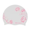 thumbnail image 4 of Gorro de natación de silicona fácil de poner y quitar Gorro de natación antideslizante con estampado floral, 4 of 8