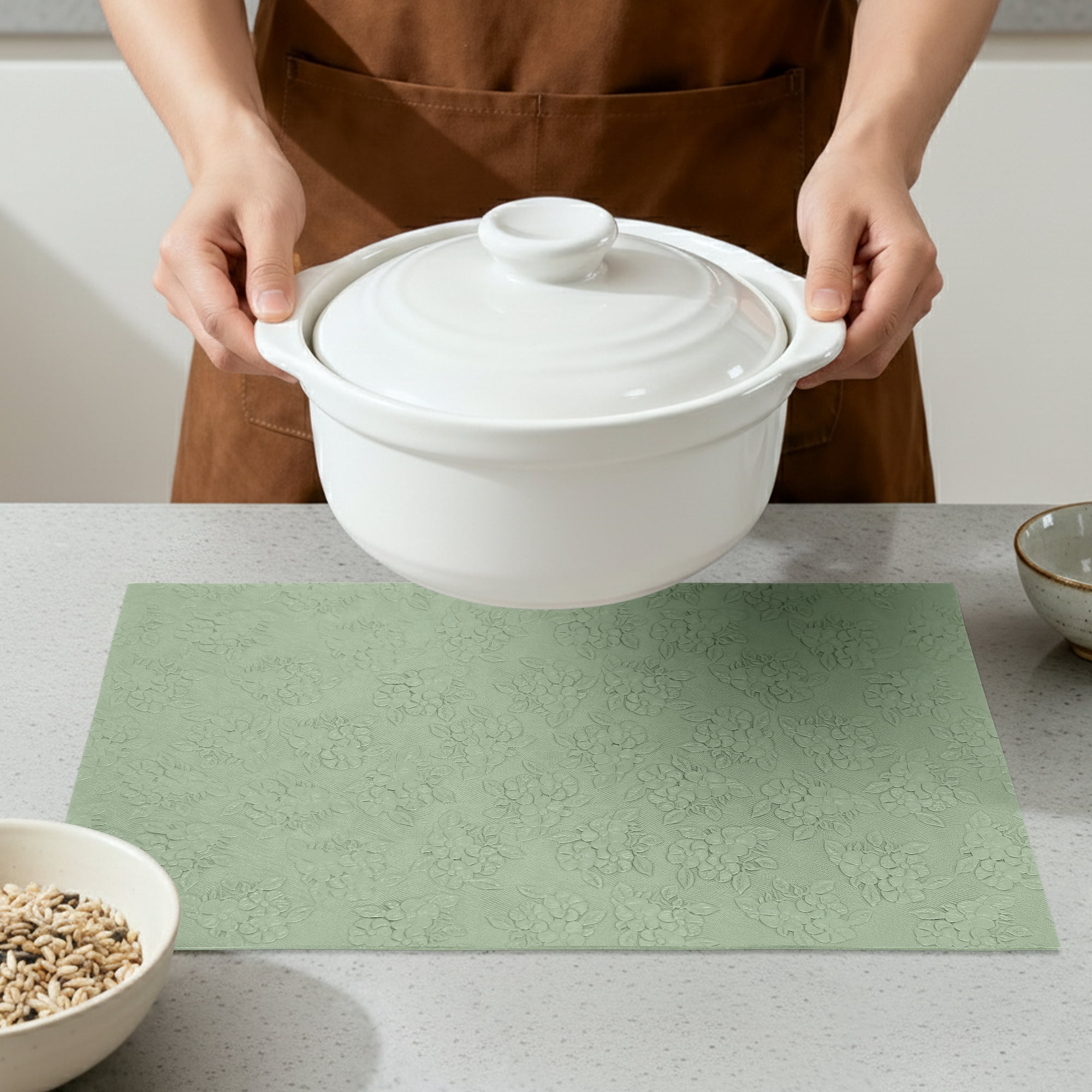 Unique Bargains Faux Leather Placemats for Kitchen Home Teal Green 17.7"x11.8"