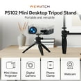 thumbnail image 2 of WEWATCH Mini Desktop Tripod Stand, Adjustable Height up to 6.3" inch, 360° Head Pocket Tabletop Projector Mount for DSLR Camera Webcam Phone Holder Selfie Stick Vlog Tripod, 2 of 8