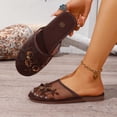 thumbnail image 5 of Mesh Sandals For Women Non-Slip Breathable Comfortable Casual Footwear Summer Slip On Floral Flat Shoes (5.5, Coffee), 5 of 5