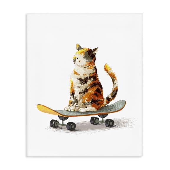 Stupell Industries Calico Cat on a Skateboard Canvas Wall Art, design by Ziwei Li