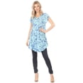 thumbnail image 5 of Sakkas Xoana Women's Casual Cap Sleeve V-neck Flare Loose Boho Swing Short Dress - Turq - Plus Size, 5 of 5