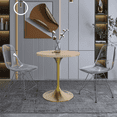 thumbnail image 3 of LeisureMod 27" Round Dining Table with MDF Top and Brushed Gold Stainless Steel Pedestal Base Seats 2-3 Person for Modern Home, Kitchen, Cafes Verve Collection Natural Wood, 3 of 7