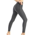 thumbnail image 6 of Huresd Workout Leggings for Women High Waist Compression -Pocket No See Through Tummy Control Cycling Workout Yoga Pants Gray M, 6 of 7