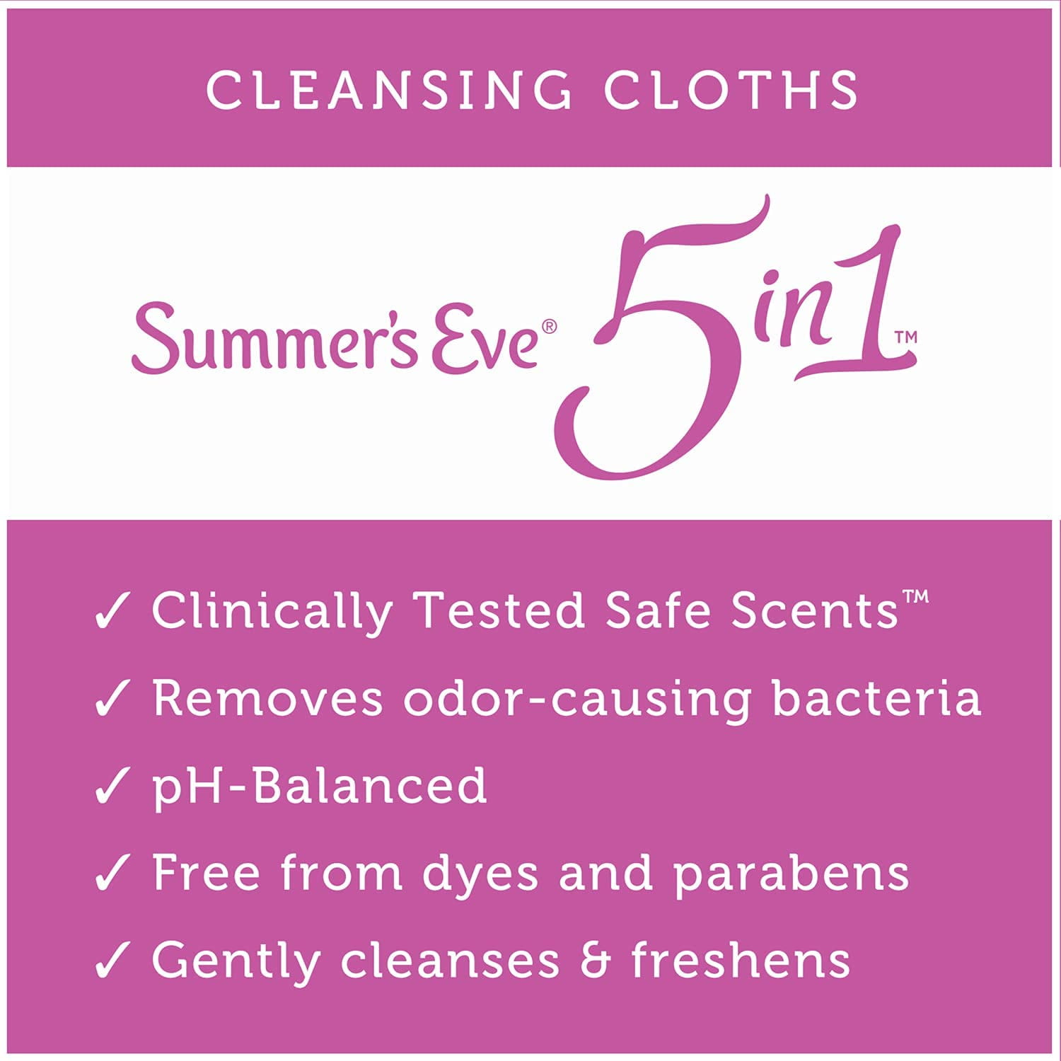 Summer's Eve 5 in 1 Cleansing Cloths, Island Splash, 32 Ct (4 pack)