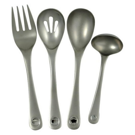 Ginkgo Stainless Steel Pendulum - Ginkgo Pendulum Stainless Platinum Finish Flatware Hostess Set - Set of 4