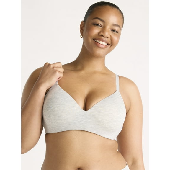 Joyspun Women's Lightly Lined Cotton Blend Comfort Wireless Bra, Sizes XS-XXXL