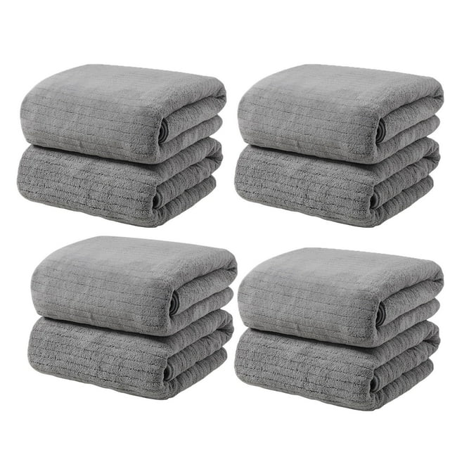 4PC Velvet Towel For Adult Daily Use At Home Absorbent Dry Hair Towel That Does Not Hair Beach Towel Strip Patterned Bath Towel
