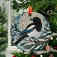 thumbnail image 2 of Magpie on pine tree branch GLASS Hanging, Bird Lover Decor, Bird Nerd, Christmas decor, Bird Suncatcher Decor, black white Magpie Decor, Ornament 2025, Holiday 2025, Seasonal, 2 of 5