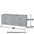 thumbnail image 3 of Wyndham Collection Sheffield 79" No Mirror Wood Double Bathroom Vanity in Gray, 3 of 4