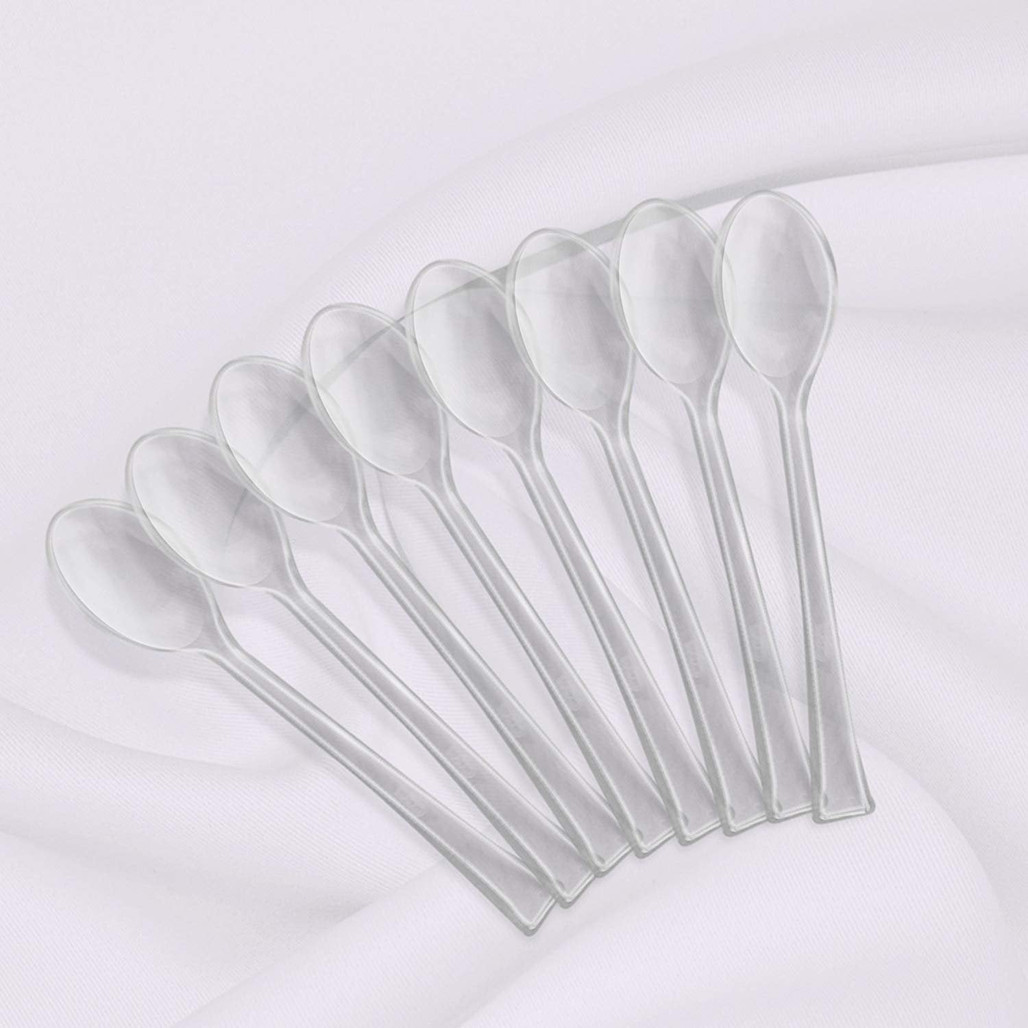 ORYOUGO 50 Pack Mini Clear Plastic Spoon Disposable Flatware Dessert/Appetizer Spoons,4.2 