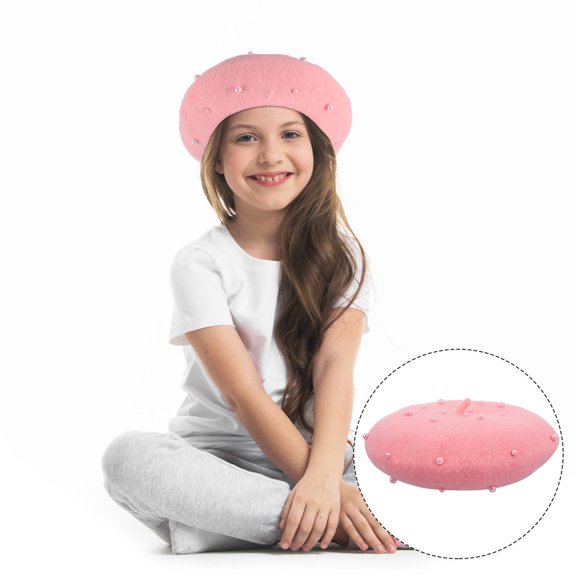 MUSEYA Round Beret Cap Girls 1 Pcs Pink Polyester Photography Daily Life