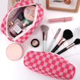 thumbnail image 2 of Makeup Bag 3 count Large Capacity Checkered  Bags Canvas Travel Toiletry Bag Organizer Cute Makeup Pouch Storage for Women(Rose), 2 of 6
