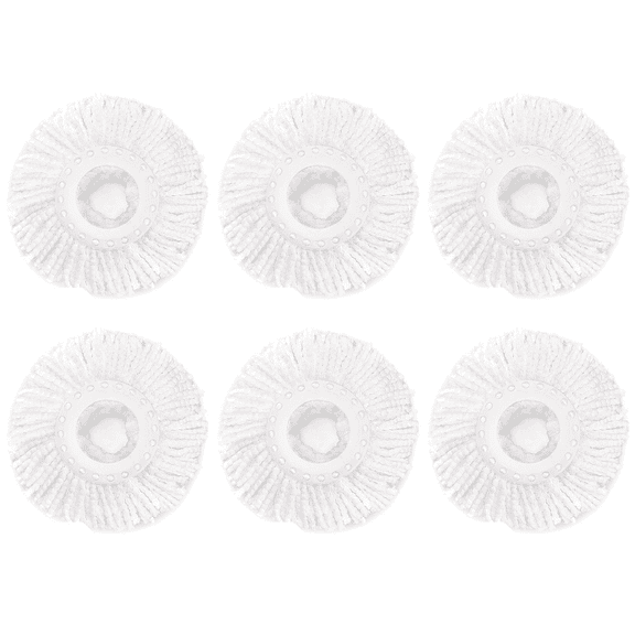 6 Pack Spin Mop Replacement Head for Hurrica, Mopnad, Cassabel and Other 360 Spin Mop Systems, Microfiber Spin Mop Refills (6pc-White)