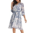 thumbnail image 1 of INSPIRE CHIC Vestido Camisón Floral Elegante para Mujeres con Cuello en V, Manga 3/4, Con Cinta Frontal, Vestidos de Chifón Fluidos L Blanco, 1 of 6