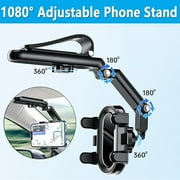 1080° Rotatable and Retractable Car Phone Holder multifunction Car Rearview Mirrior Mount Cradle Clip Universal