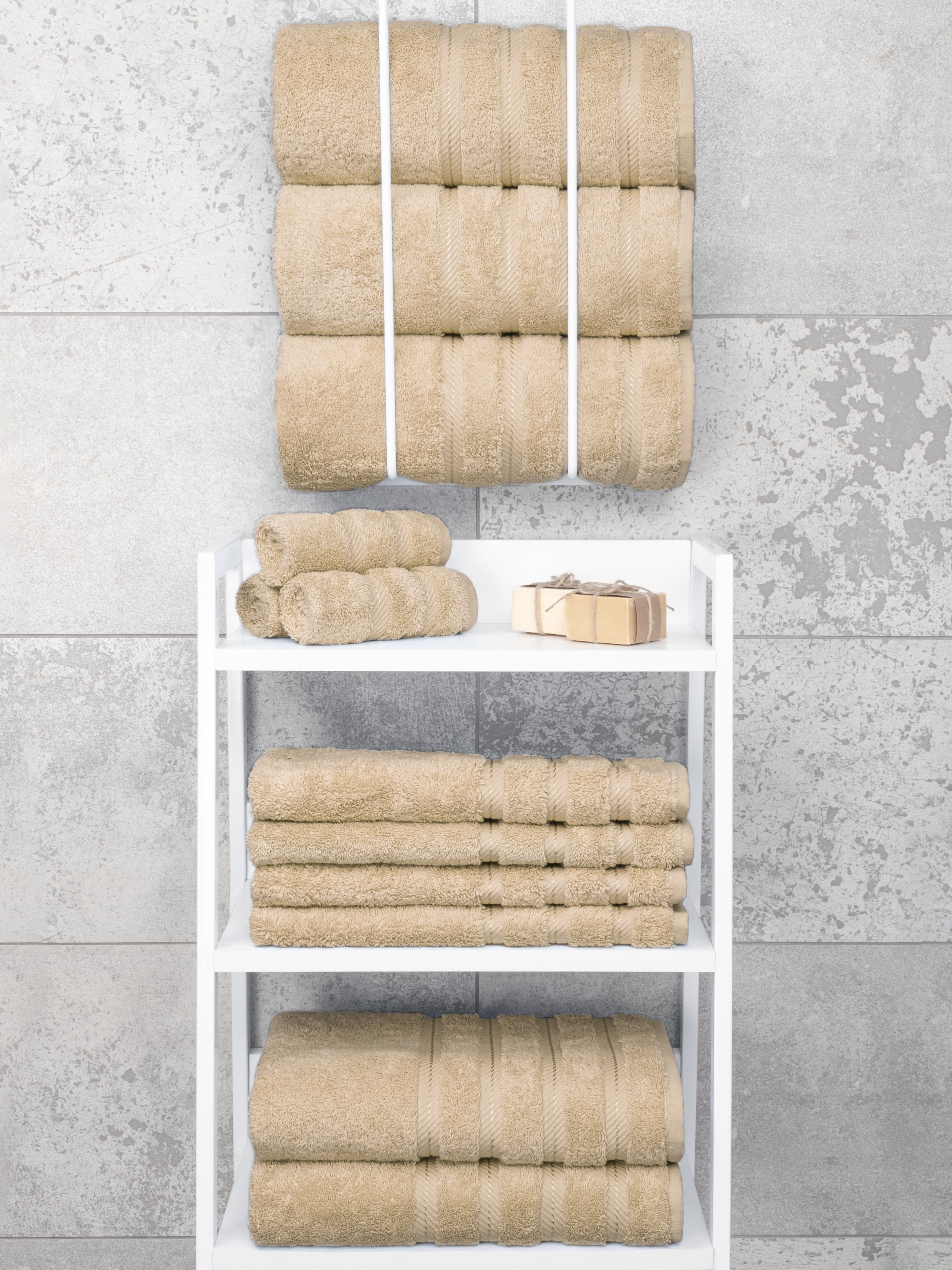 American Soft Linen Luxury 4 Piece Bath Towel Set, 100% Cotton Turkish Bath Towels for Bathroom, Beige