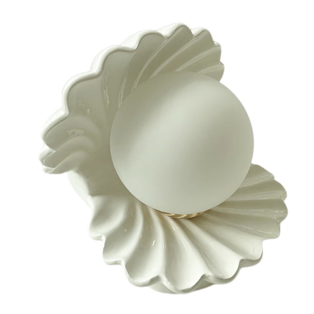Lámpara de luz nocturna de cerámica con interruptor de luz nocturna, lámpara blanco Yuyangstore Luz de noche Shell Pearl