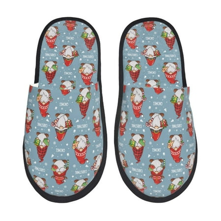 

Qokaie Snowflake Christmas gnome Print Fuzzy Slippers for Women – Soft Plush Indoor Slippers with EVA Sole Cozy and Comfortable for Home and Travel-Large