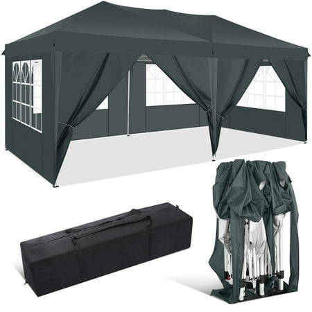 SANOPY 10' x 20' EZ Pop Up Canopy Tent Party Tent Outdoor Event Instant Tent Gazebo with 6 Removable Sidewalls and Carry Bag