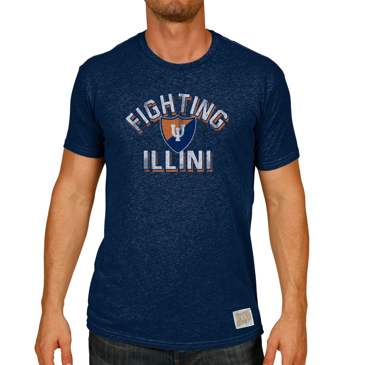 Original Retro Brand Illinois Fighting Illini Adult Vintage Fighting Illini TShirt Navy
