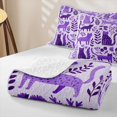thumbnail image 4 of Homewish Cute Cat Animal Twin Quilt Set,Purple Flowers Plants Twin Coverlet Set,2pcs, 4 of 7
